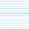 Water wave set. Line waves seamless pattern collection. Sea and Ocean graphic design. Vector illustration Royalty Free Stock Photo